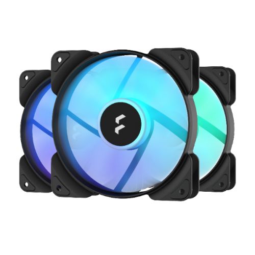 Fractal Design Aspect 12 12cm RGB Case Fan x3, Rifle Bearing, Supports Chaining, Aerodynamic Stator Struts, 1200 RPM, Black Frame