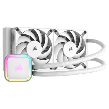 Corsair iCUE H150i RGB ELITE 360mm Liquid CPU Cooler, RGB Pump Head, 3 x 12cm AF ELITE PWM Fans, White